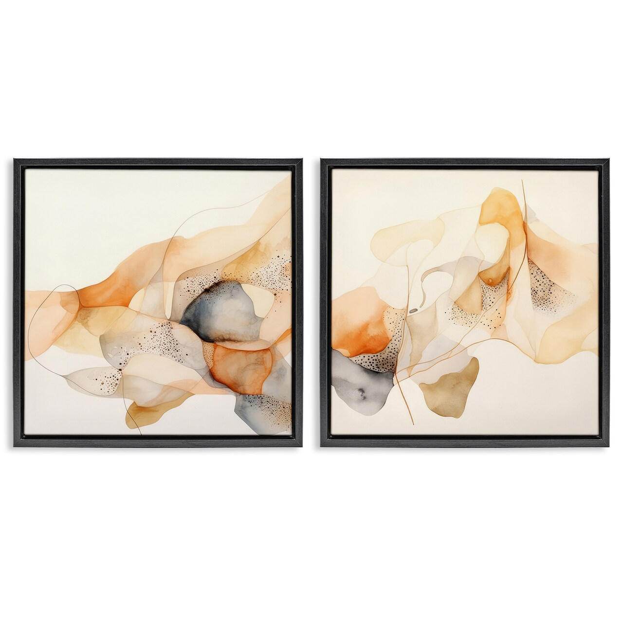Stupell Industries Abstract Peach Watercolor Shapes 2 pc Framed Floater Canvas Wall Art Set Design by Irena Orlov